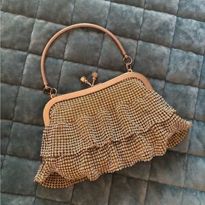 Elegant Gold Ruffled Women's Purse